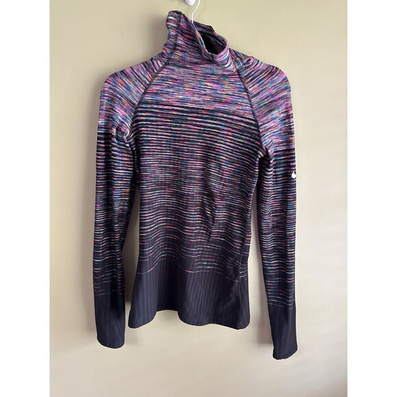 Nike‎ Pro Hyperwarm Multi Colored Black Turtleneck Women’s Size Medium - Picture 1 of 7